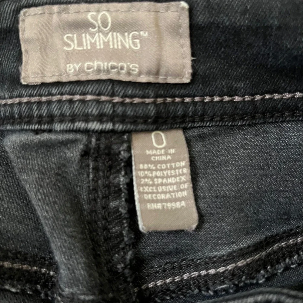 Chico's‎ So Slimming Embellished Jeans Dark Wash Denim Pants Size 0